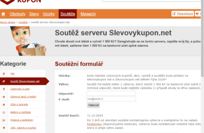 Vyhrajte 1000 Kč v soutěži serveru SlevovyKupon.net – 10/2024